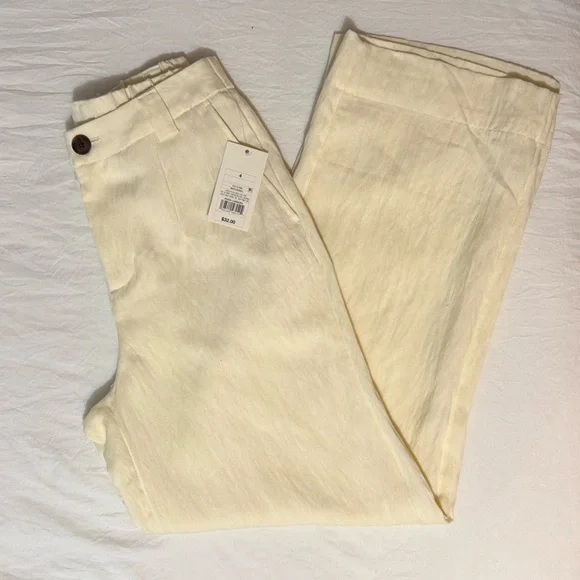 Women’s Cream High-Waisted Wide Leg Trousers - Picture 6 of 8